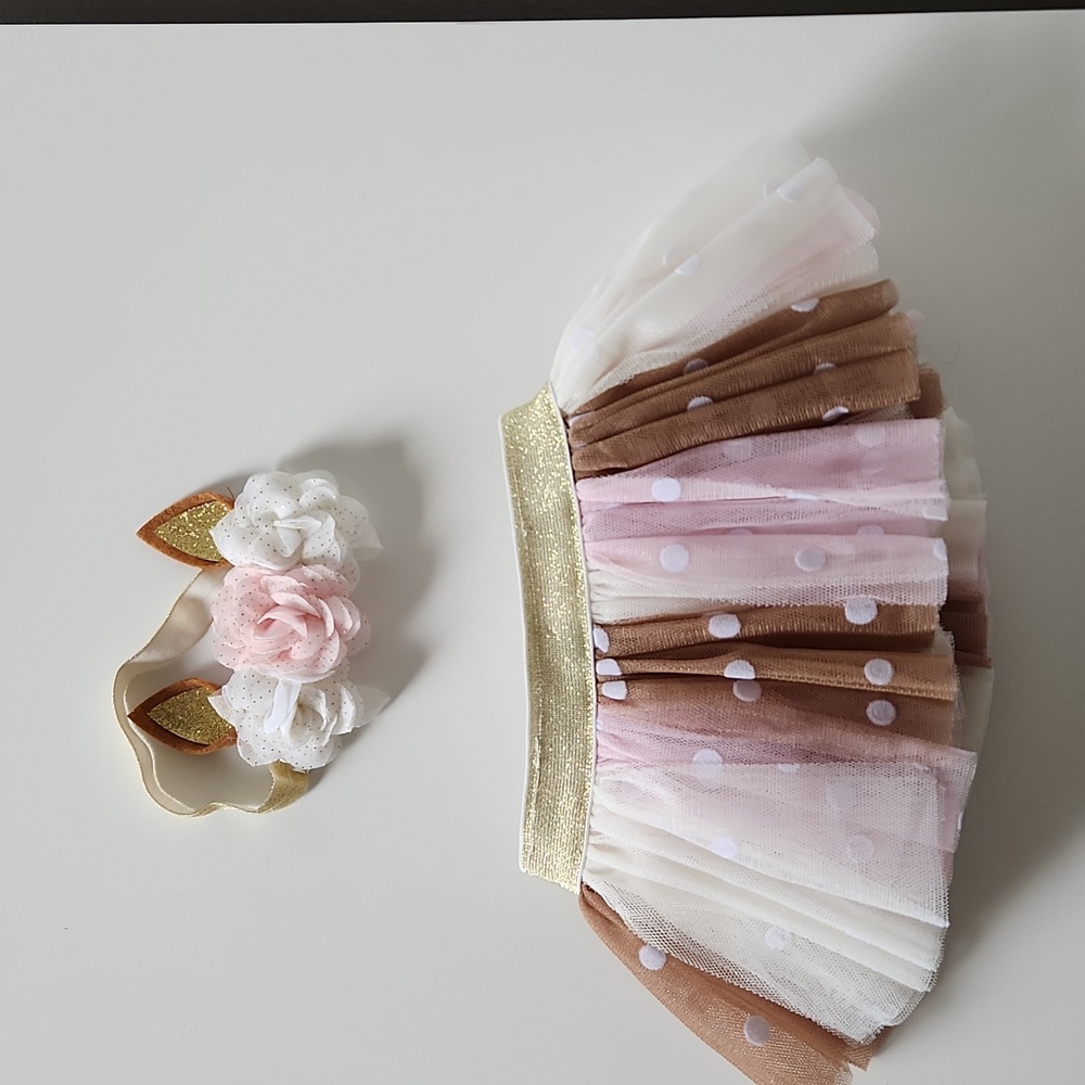 Deer baby girl tutu and headband